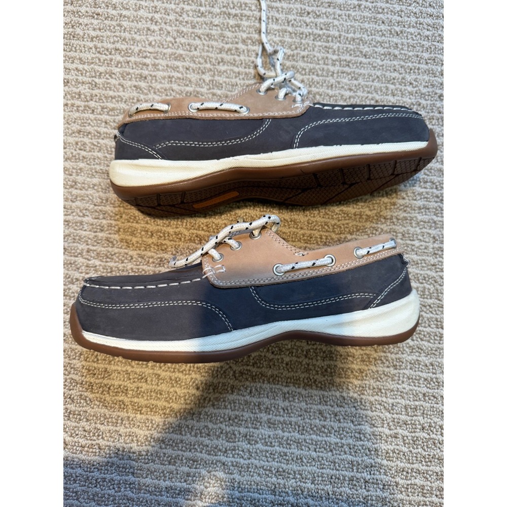 Rockport Works Women's Size 7.5W Blue Tan Leather Boat Shoes Comfort‎ Work